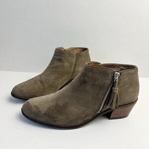 Vionic Boots 8.5 Taupe Serena Ankle Booties Suede Leather Side Zipper
